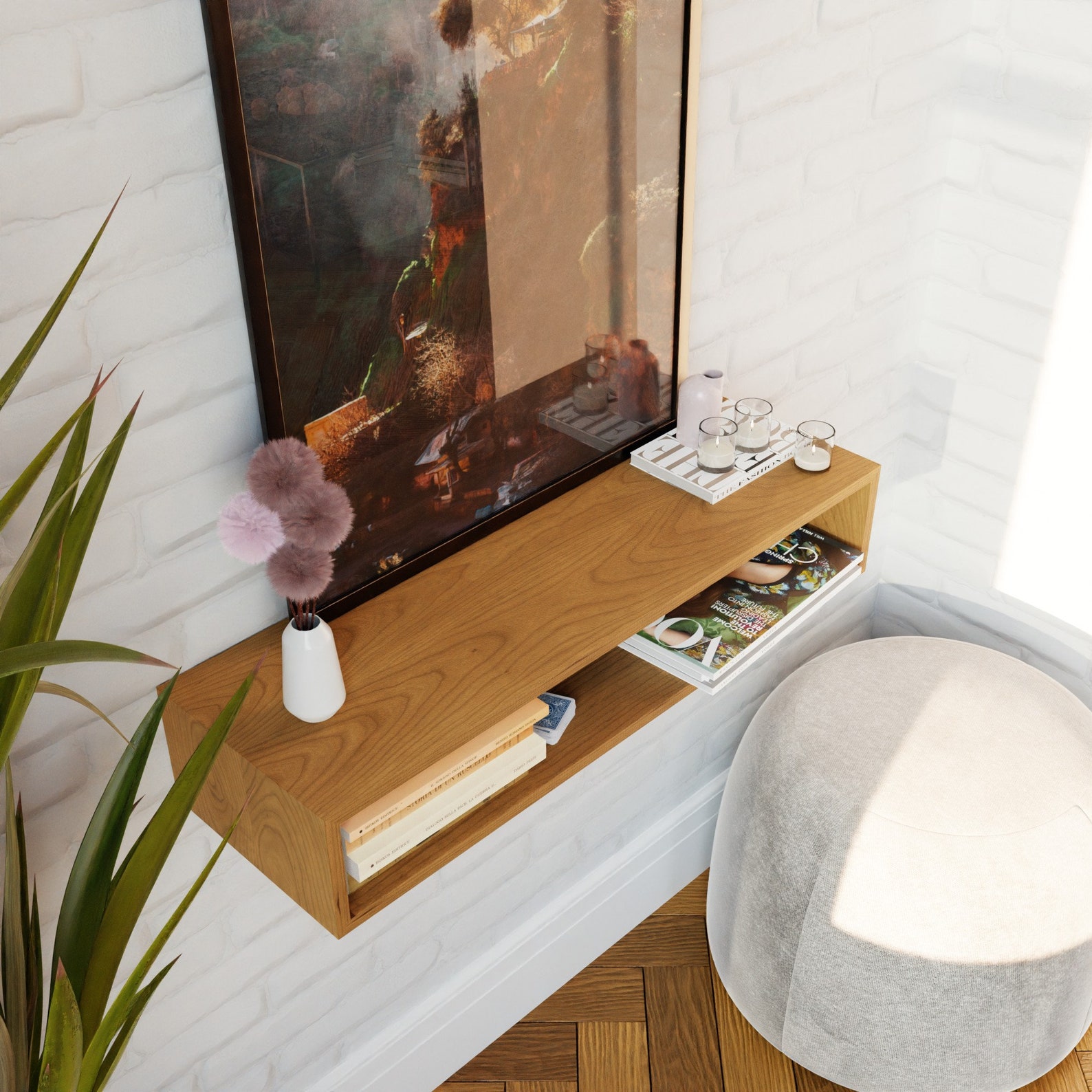 Floating Simple Console Table Solid Cherry Floating Console Table - Etsy