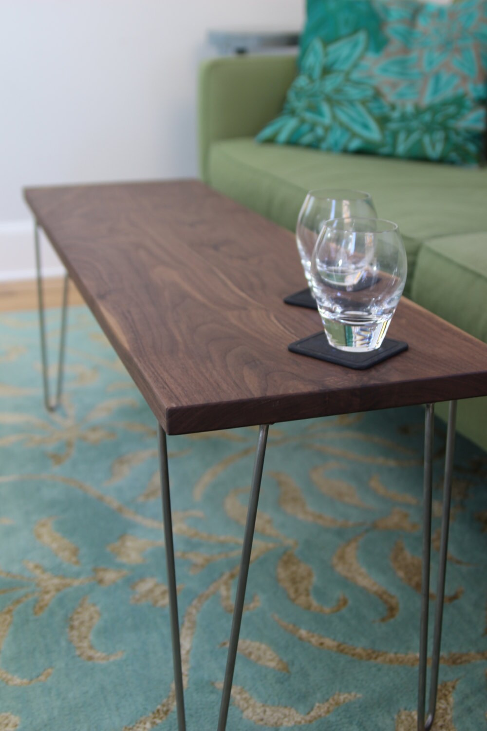 Modern Narrow Coffee Table in Solid Walnut / Bench with Etsy