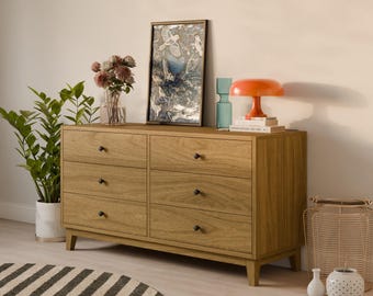 White Oak 6 Drawer Dresser