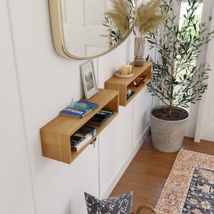 Oak Entryway Organizer with Magnet Key Hooks image 4