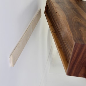 Floating Desk in Solid Walnut, Wall Mounted Mid-Century Modern Standing Desk image 2