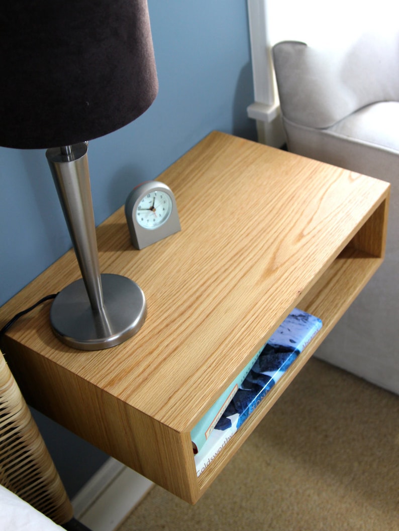 Solid White Oak Floating Nightstand Etsy UK