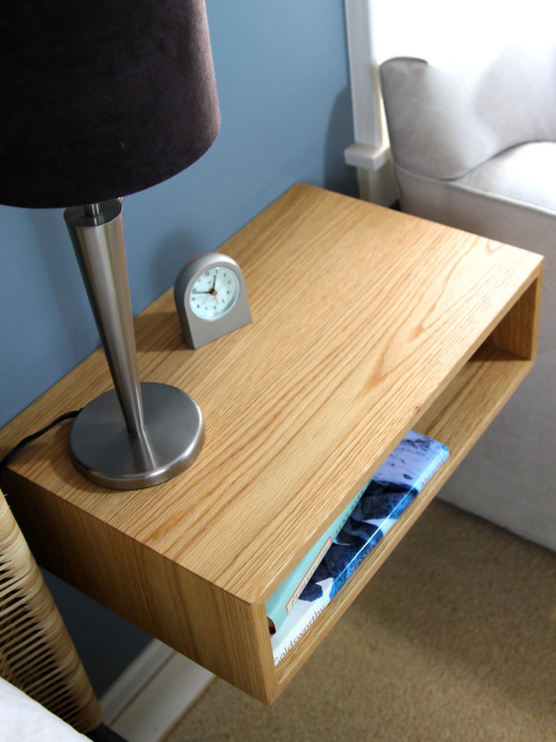 Solid White Oak Floating Nightstand image 3