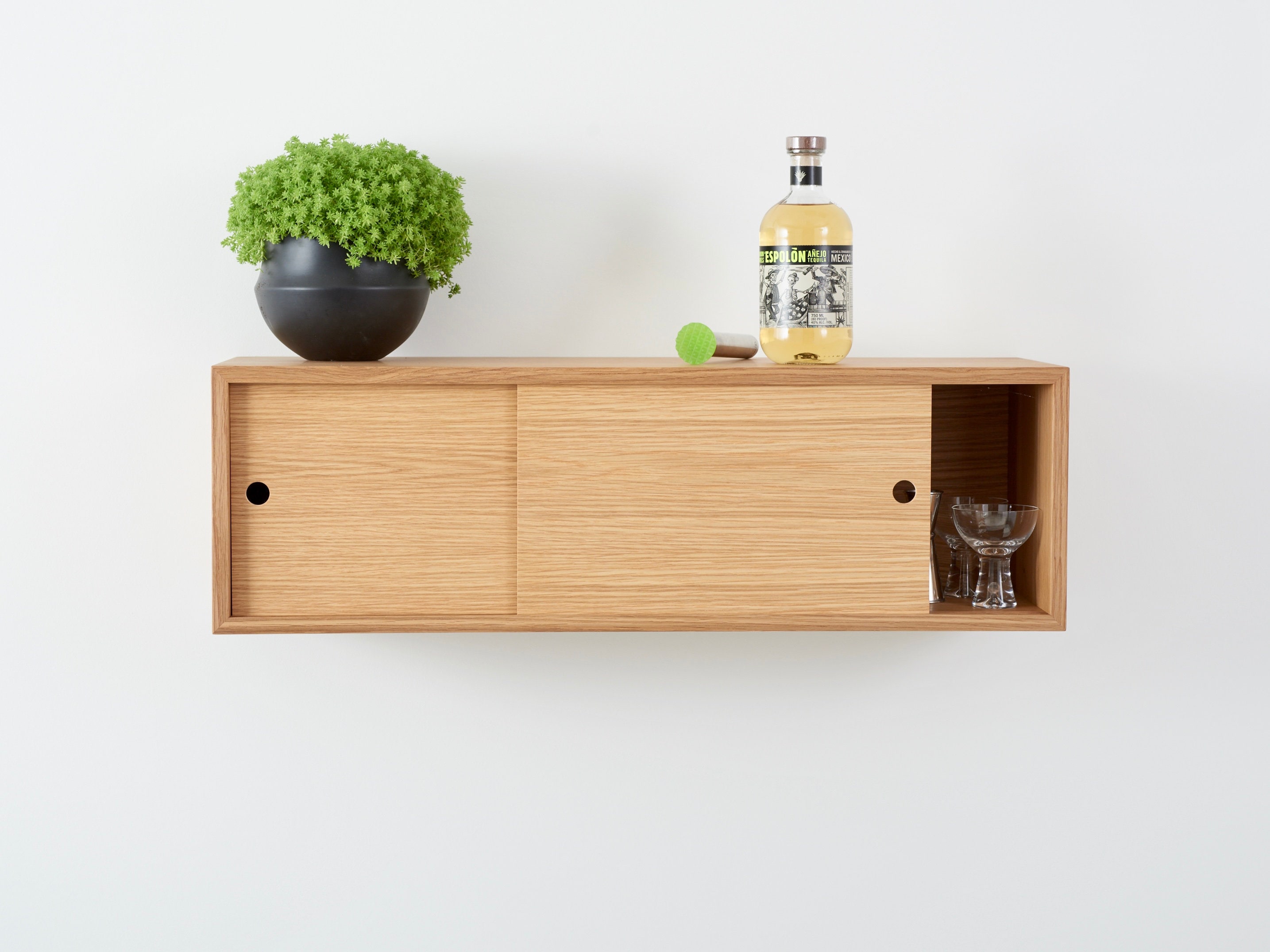 White Oak Cupboard with Shelf and Sliding Doors – Krovel Furniture Co.