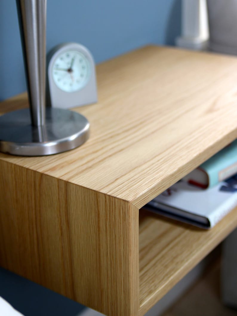 Solid White Oak Floating Nightstand Etsy UK