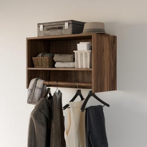 Closet Hanger with Shelf in Walnut