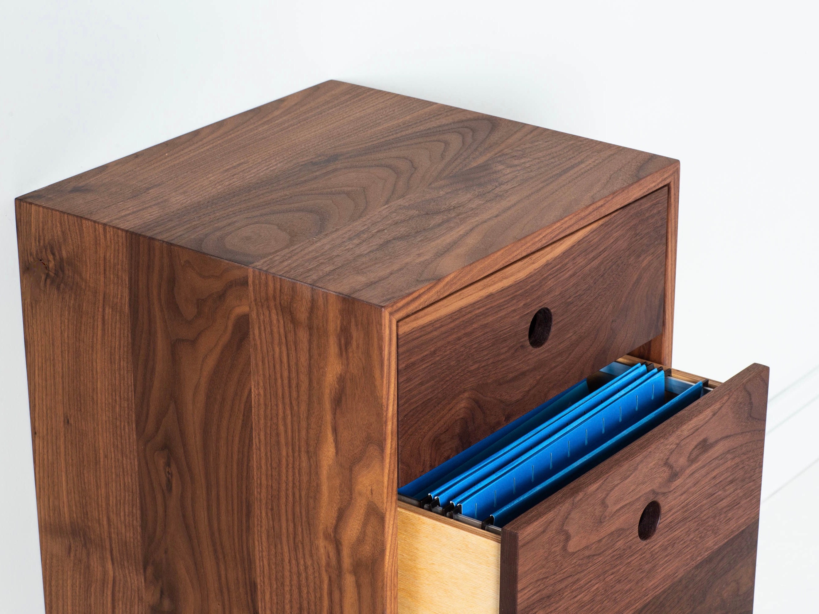 Floating File With Desk Drawer Built in Solid Walnut Etsy