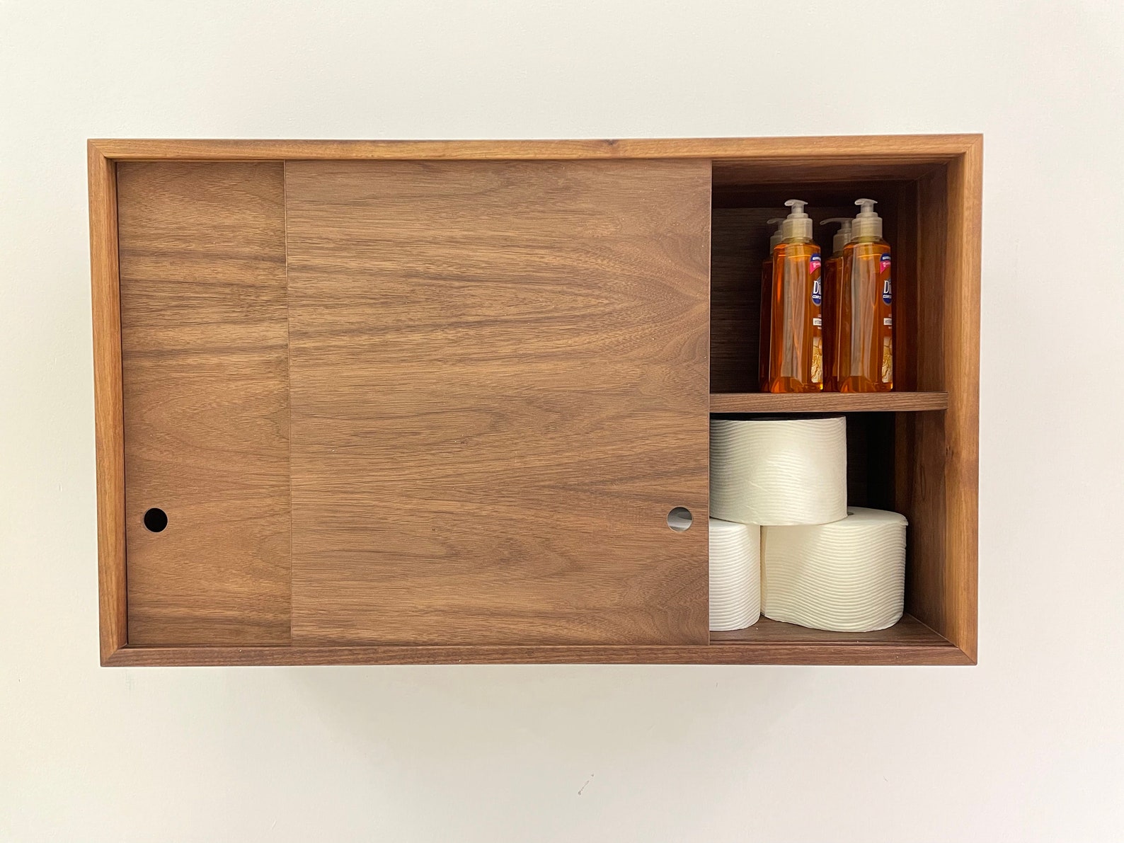 Floating Bathroom Storage Cabinet With Sliding Doors, Solid Walnut - Etsy