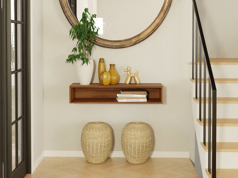 Floating Entryway Console Table Built in Solid American Black Etsy