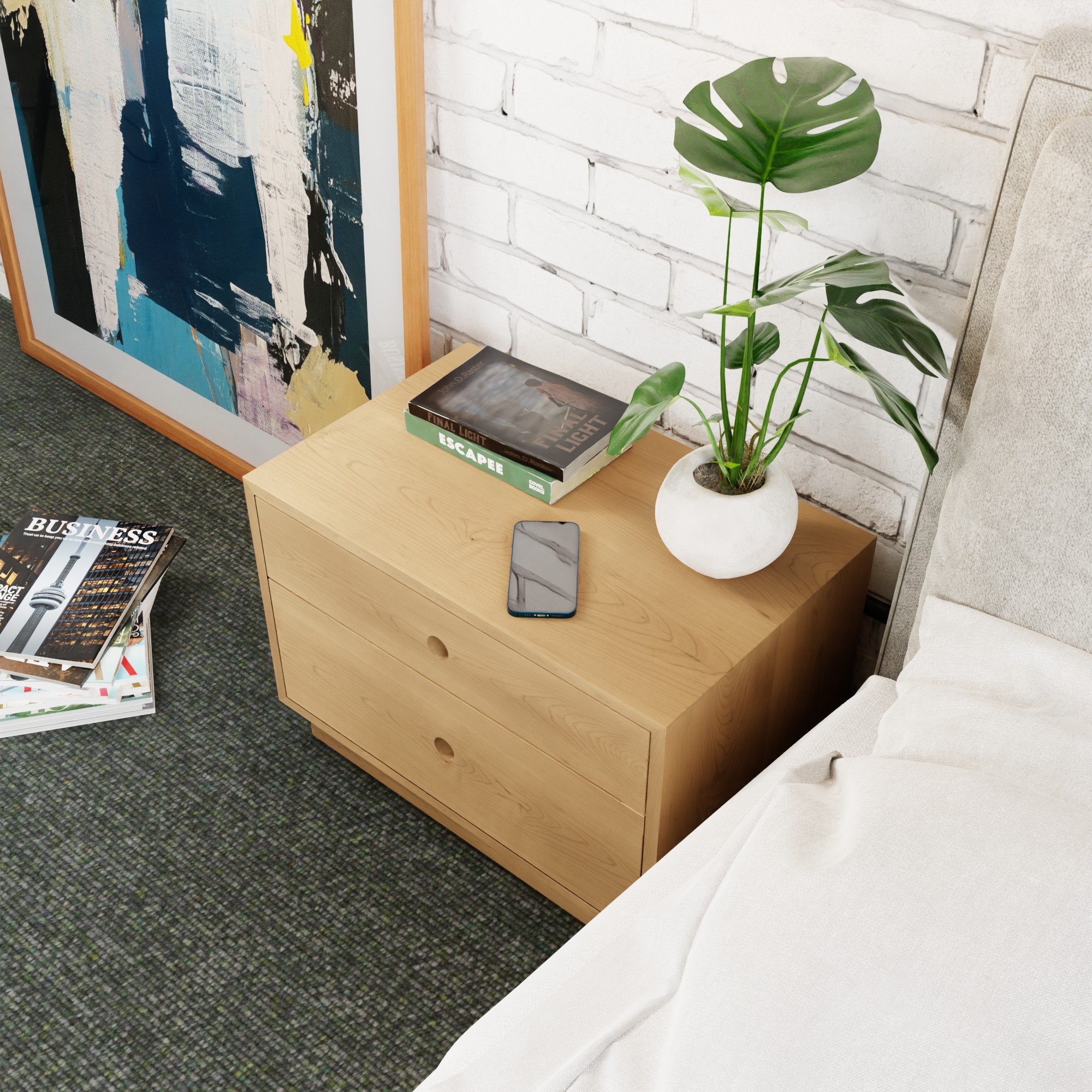 Maple nightstand sale with drawers