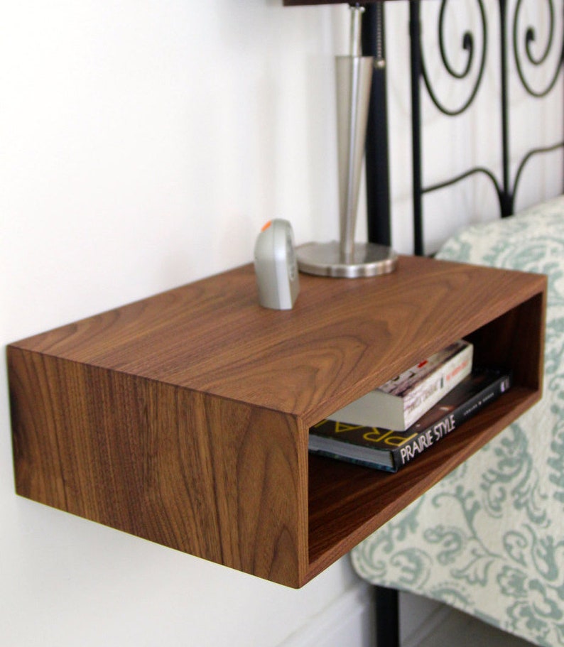 Floating Nightstand in solid Walnut Hardwood