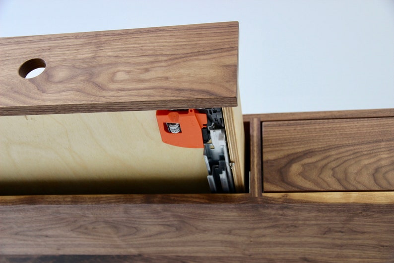 Floating Desk in Solid Walnut, Wall Mounted Mid-Century Modern Standing Desk image 6