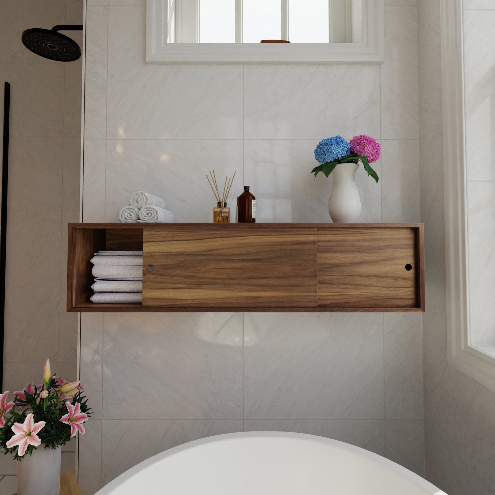 Floating Bathroom Storage Cabinet With Sliding Doors, Vanity, Console ...