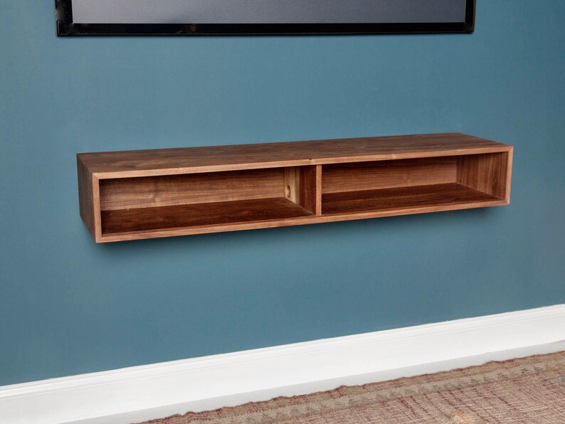 Floating Media Console Table With Sliding Doors in Solid Etsy