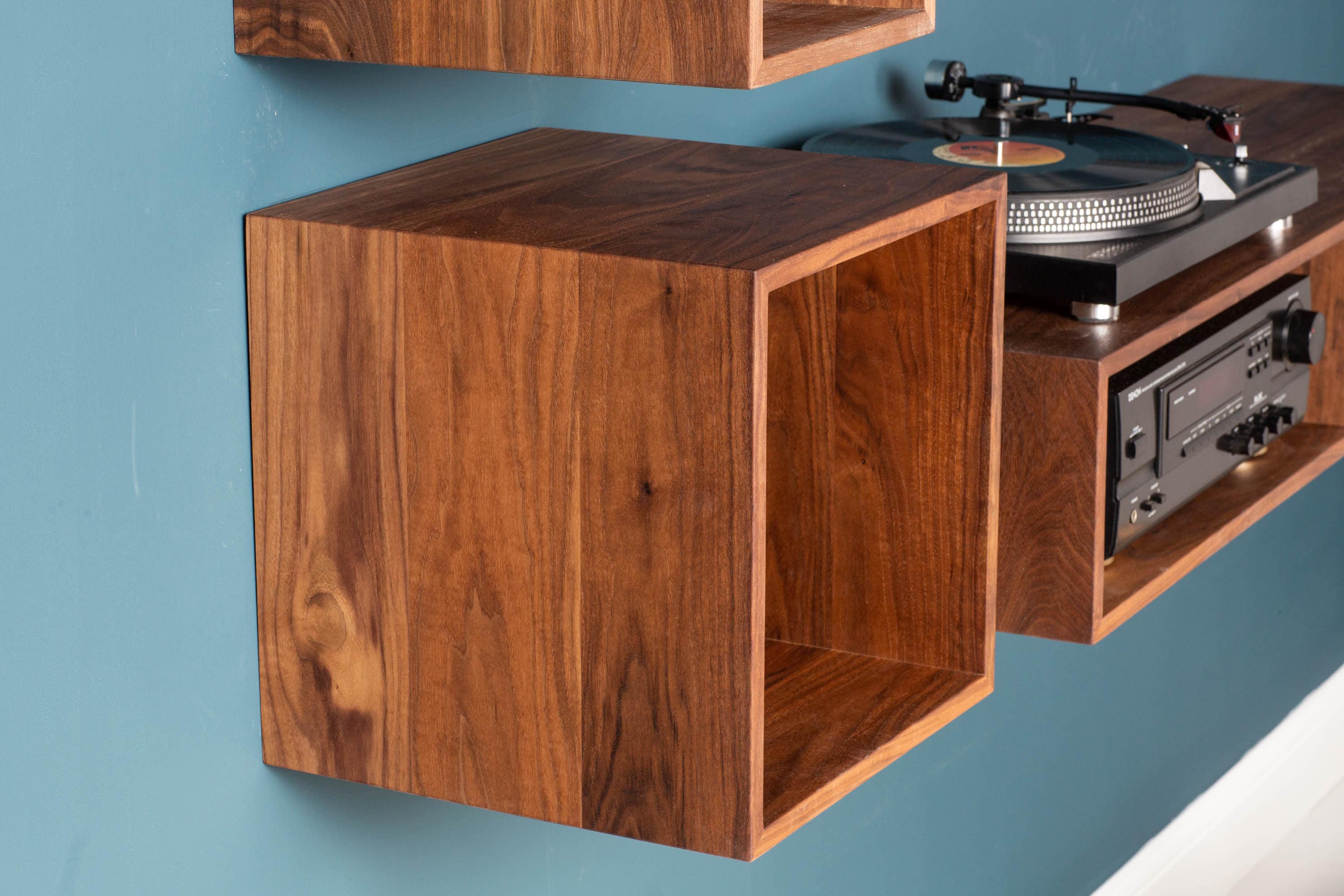 Floating Vinyl Record Storage Shelves in Solid Walnut Etsy