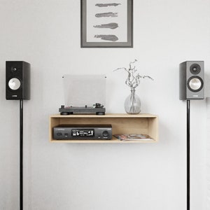 Maple Stereo Console Table, Mid-Century Style image 1