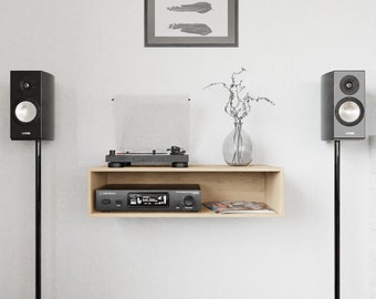 Maple Stereo Console Table, Mid-Century Style