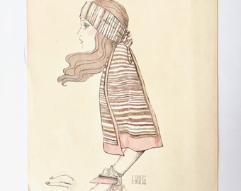 Sixties Fashion Drawing Sketch