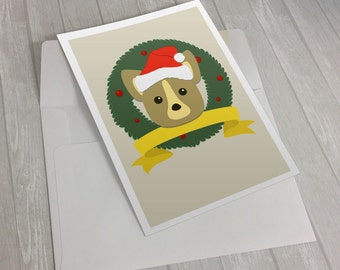 Santa Corgi Christmas Card