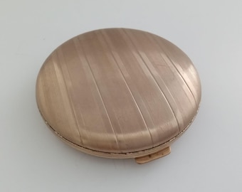 Vintage EMPTY Merle Norman Cosmetics Powder Compact and Puff, Gold Metal Mirrored Makeup Container