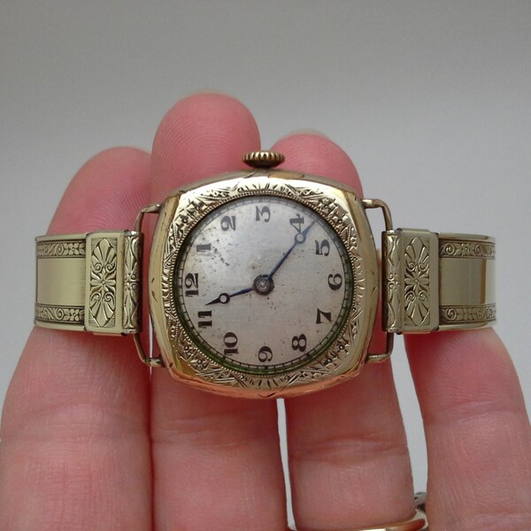 Vintage Ladies Watch, Gold Filled Watch, Wadsworth Watch Case, Primrose Watch Co, 1920's, Manual Wind, Bracelet Watch, Wadsworth Athena Band