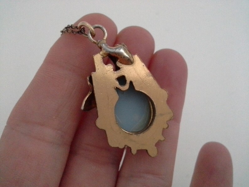 Grape Leaf Design Pendant Wedding Jewelry Pink Stone Something Blue Vintage Blue Cameo Necklace