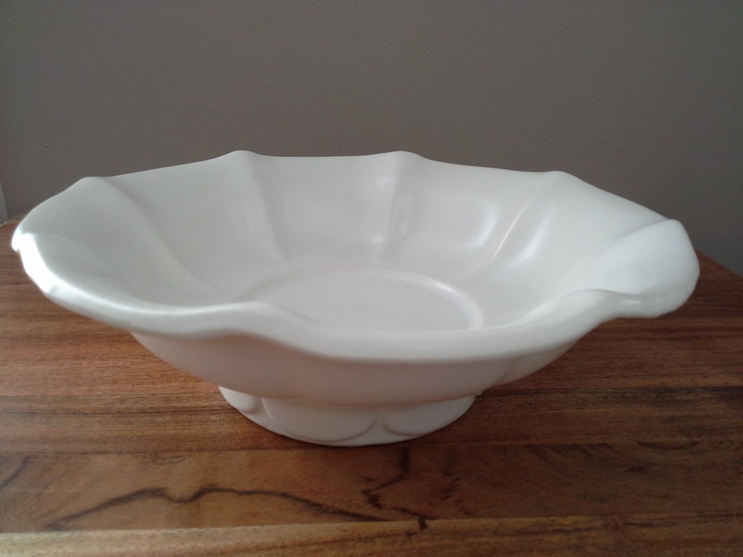 Vintage Mccoy USA White Lotus Pottery Bowl Decorative Dish Etsy