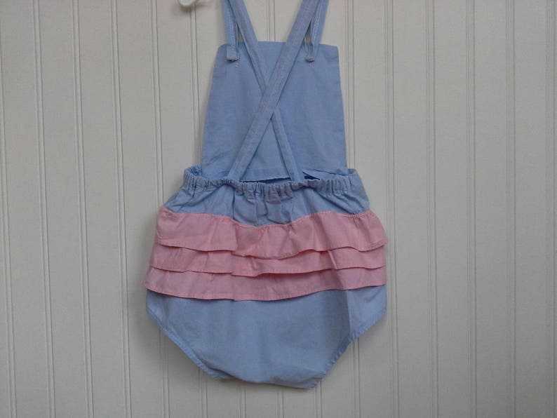 Vintage Baby Romper Little Girl Playsuit Shabby Ruffled Bloomers Toddler Sun Suit