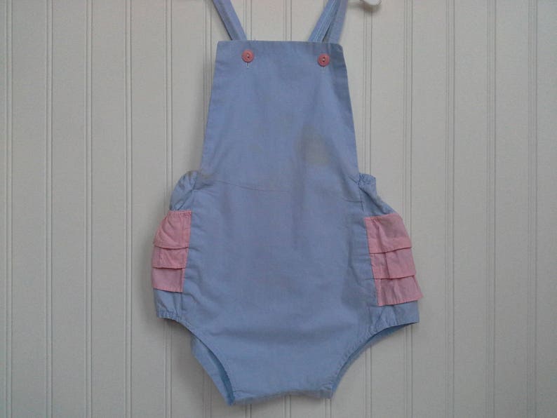 Vintage Baby Romper Little Girl Playsuit Shabby Ruffled Bloomers Toddler Sun Suit