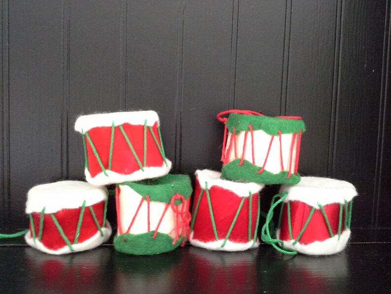 Vintage Felt Drum Ornaments Christmas Decor Retro Etsy