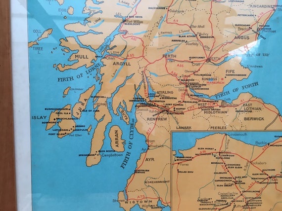 Vintage Scotland Haig Whisky Map Of Scottish Distilleries Framed - 
