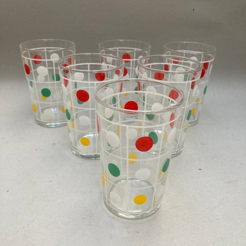 Vintage Drinking Glasses POLKA DOT Licquer Retro Print Novelty Etsy
