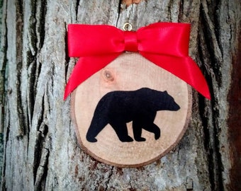 Country rustic bear Adirondack ornament personalized keepsake