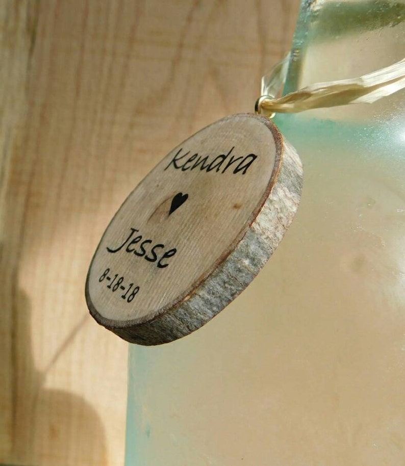 Solid wood wedding anniversary keepsake favor centerpiece wine bottle decoration