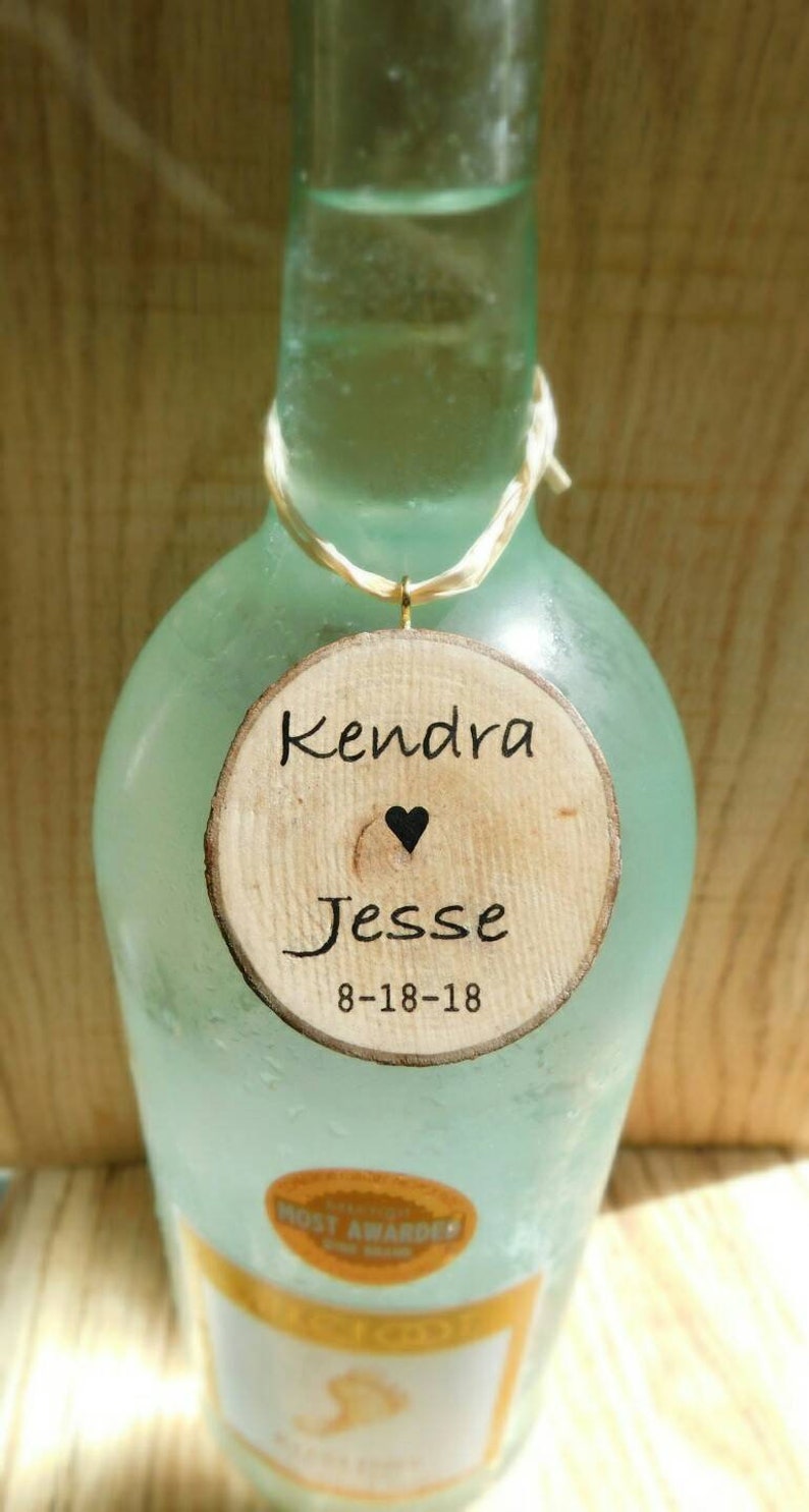 Solid wood wedding anniversary keepsake favor centerpiece wine bottle decoration