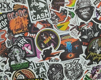 Pack of 10 Rock Music Stickers - Cool images - Skateboard - Cars - Bottle