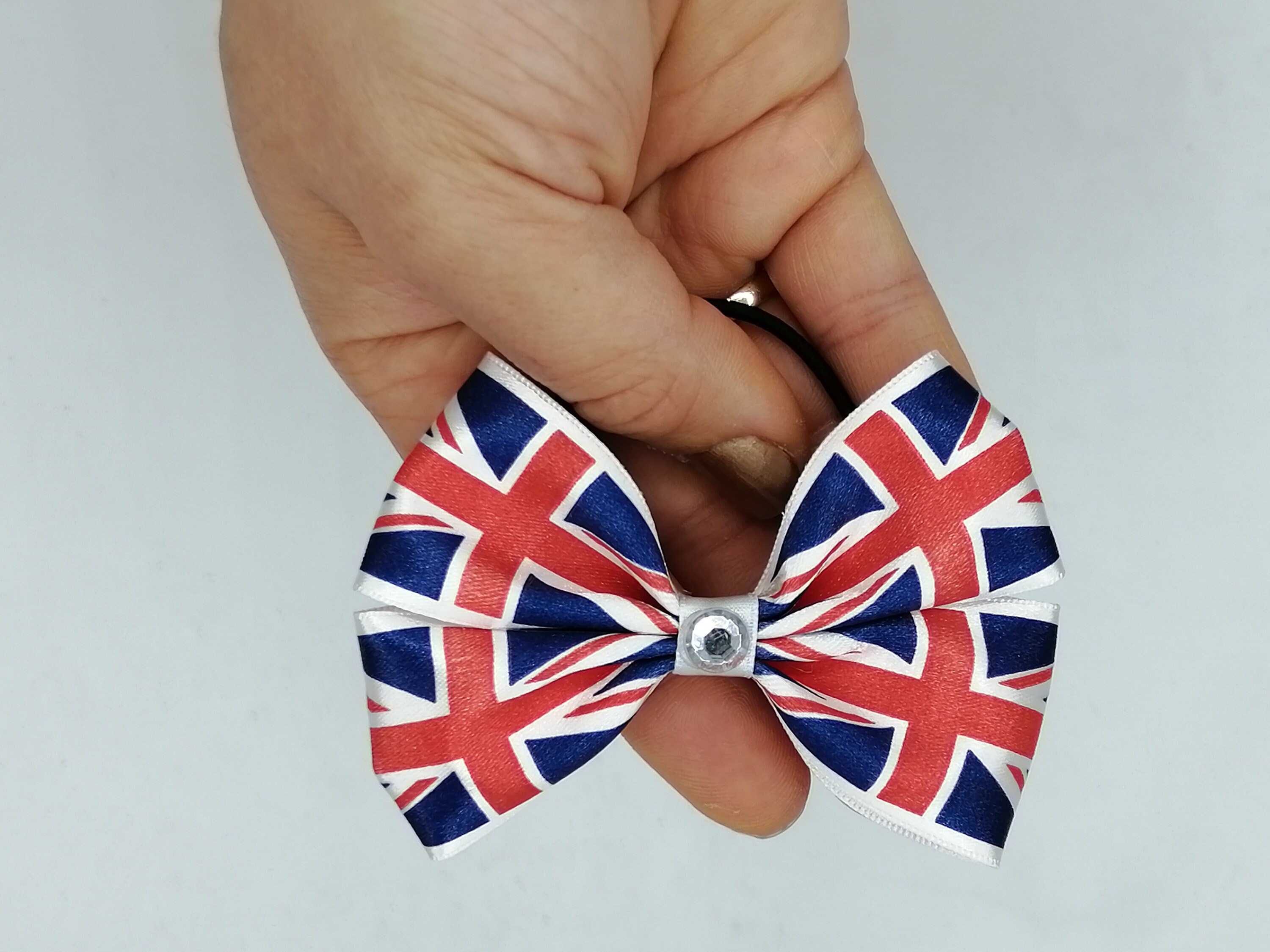 Mini Hair Bow Union Jack Flag Satin Ribbon Accessory Etsy