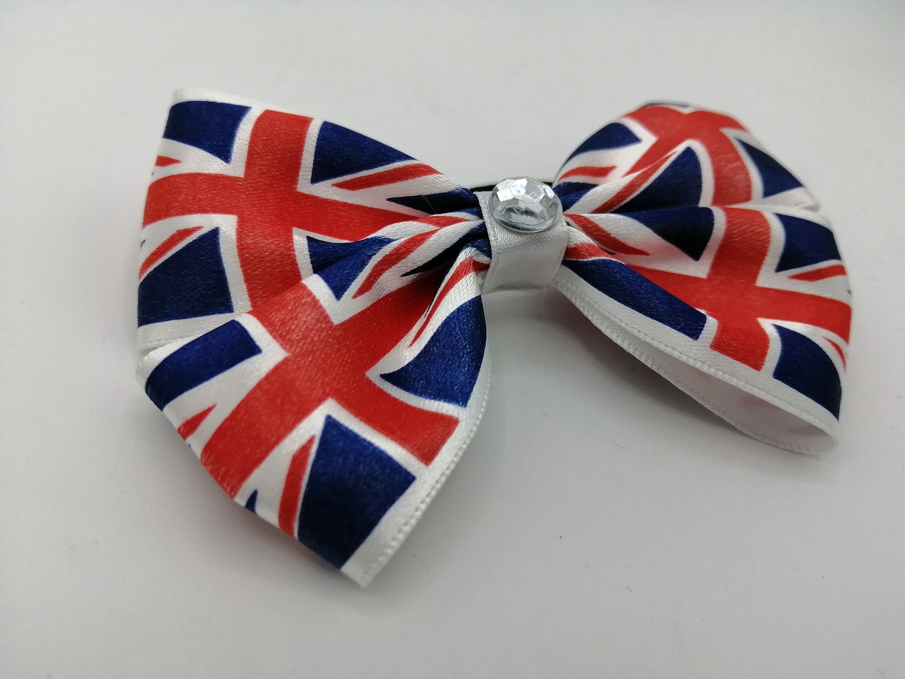Mini Hair Bow Union Jack Flag Satin Ribbon Accessory Etsy