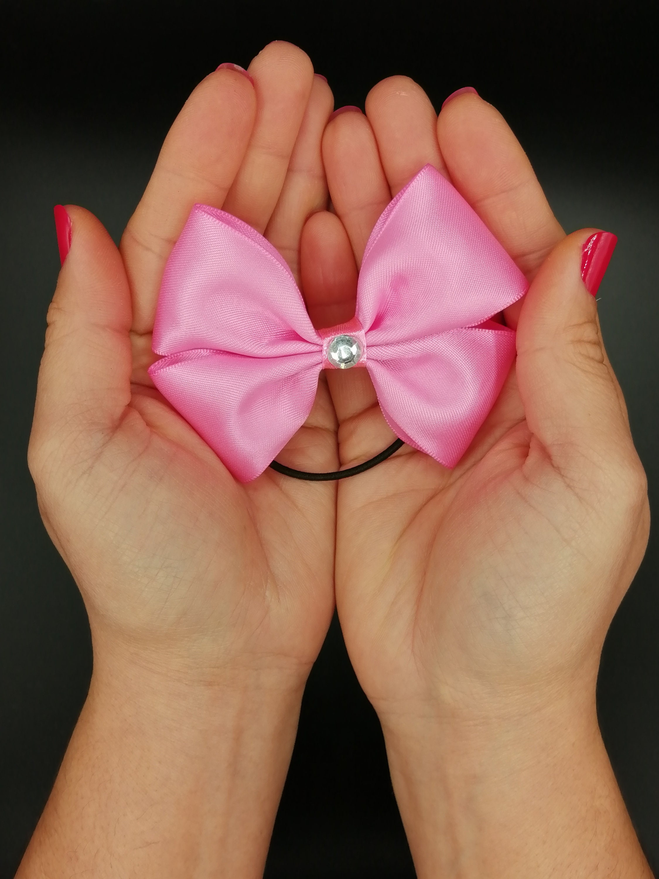 HandMade Pink Colour Satin Ribbon Hair Bow Accessory Etsy
