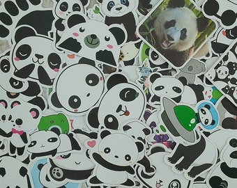 Pack of 10 Panda Stickers - Animal images - Skateboard - Cars - Bottle