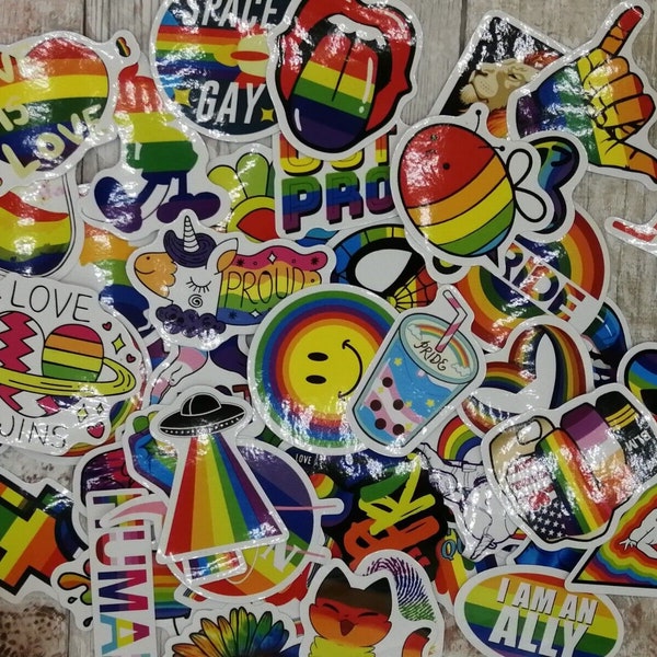 Paquete de 10 lindas pegatinas de arcoíris - Varias imágenes del Orgullo Gay - Paquetes de regalo