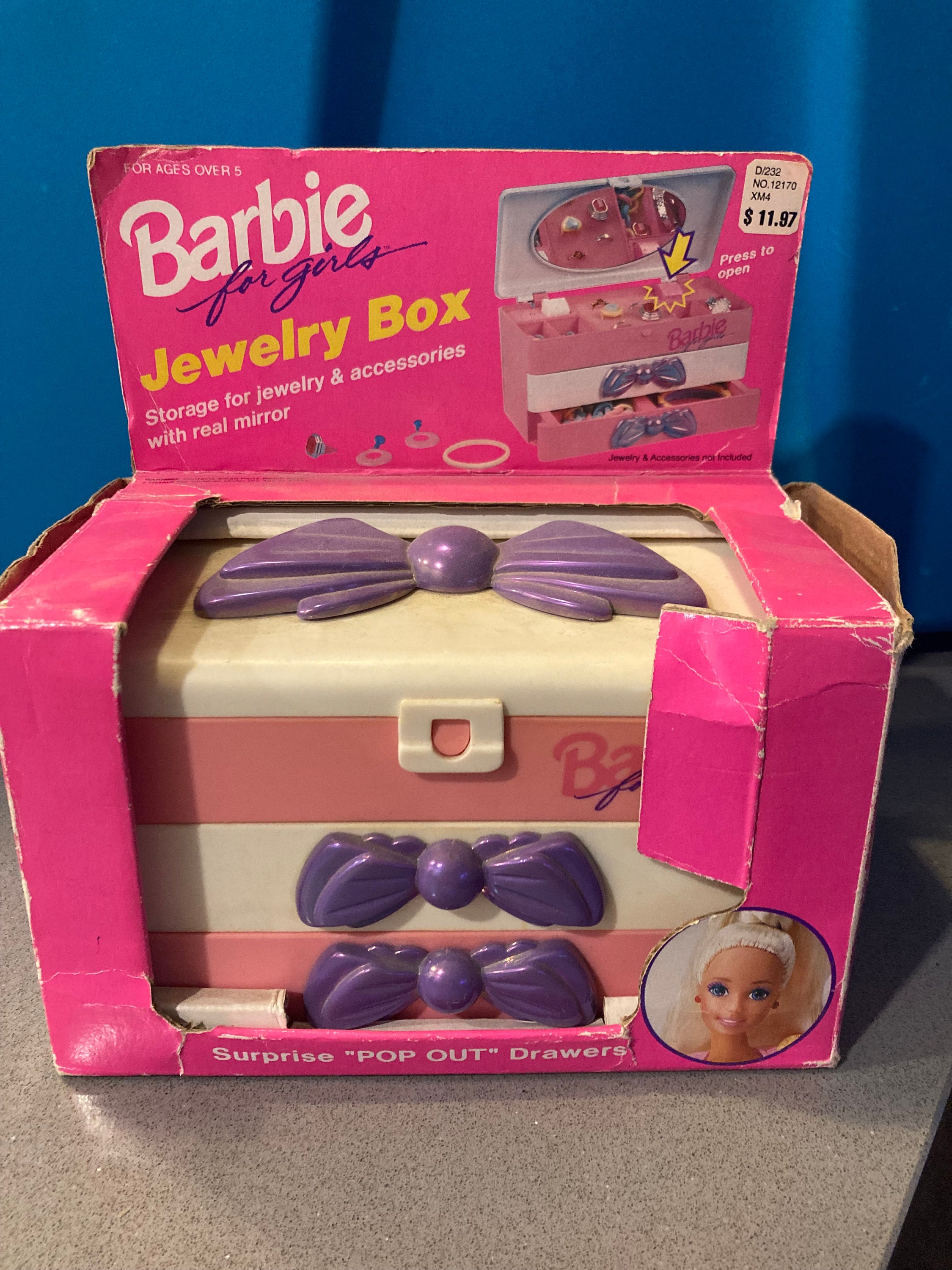 Barbie Jewelry Box 1992 Rare Vintage With Pop Out Drawers and