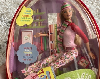 School Cool Barbie in Backpack, 2000, #29183, New in Bag, Accessories Included