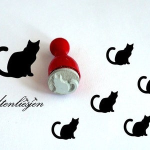 Stamp mini cat, rubber stamp Ø 12 mm