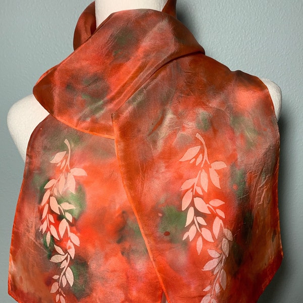 RED HOT SUMMER -hand painted 100% silk scarf