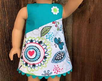 1970's FLOWER POWER style dress and tote fits American Girl and Generation doll