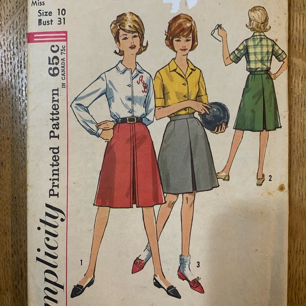 1965 Simplicity Pattern 4648 skirt and top pattern size 10