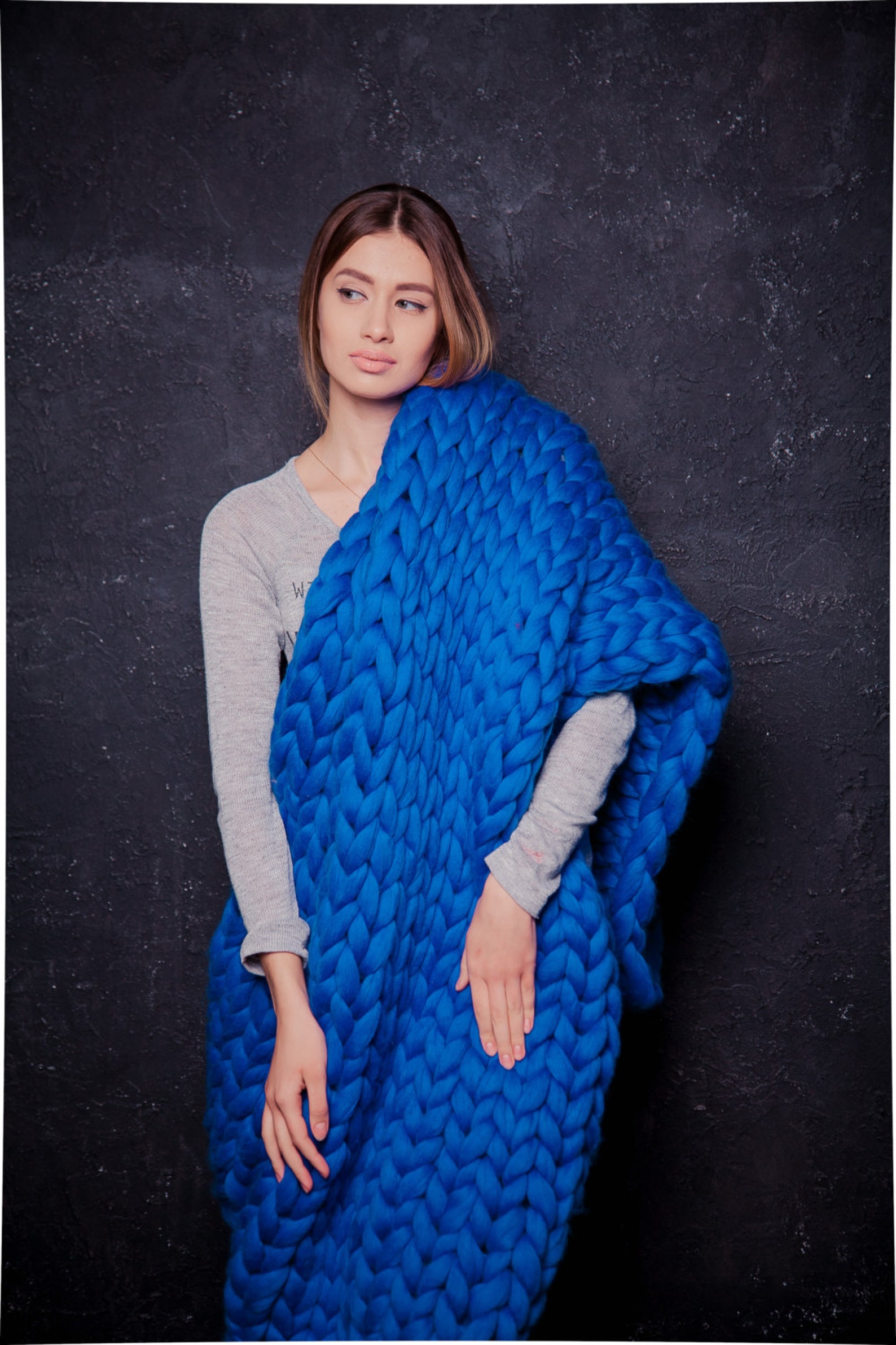 Chunky Yarn Throw Blanket for Home Decor Merino Wool Blanket Etsy