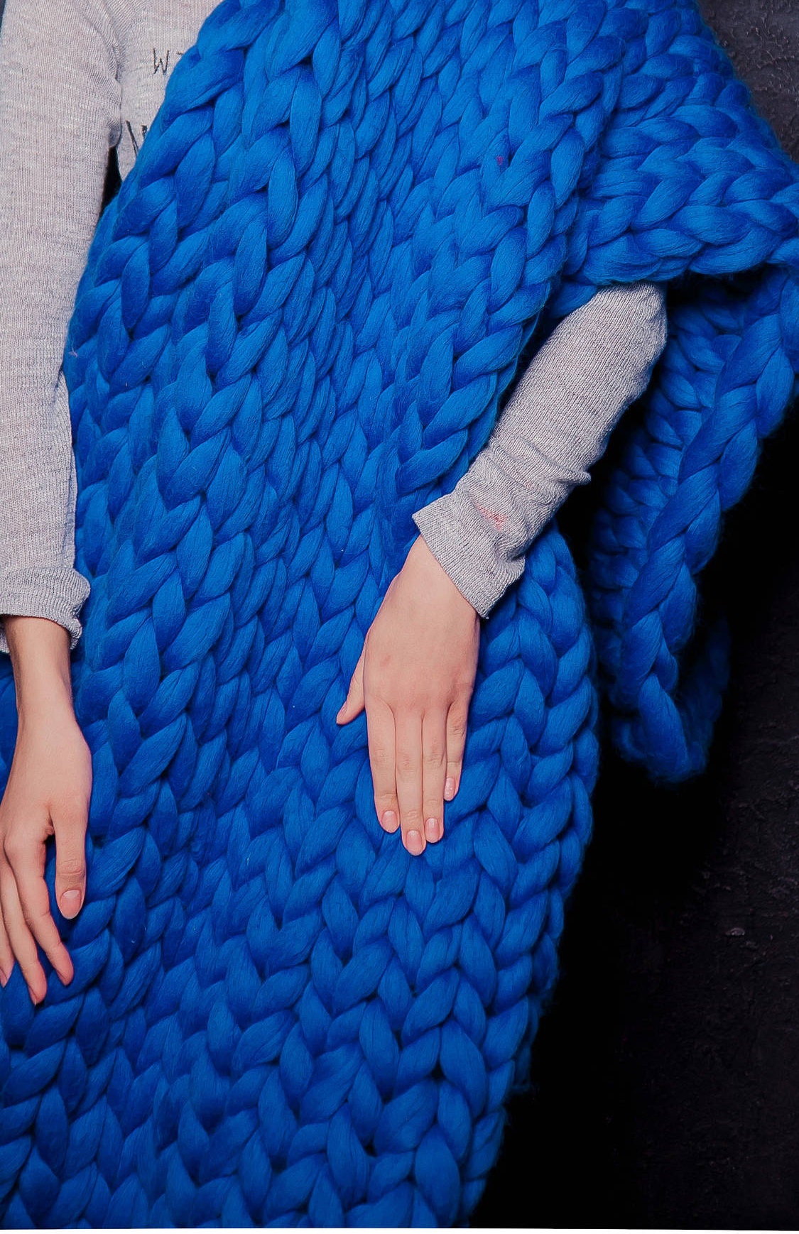 Chunky Yarn Throw Blanket for Home Decor Merino Wool Blanket Etsy