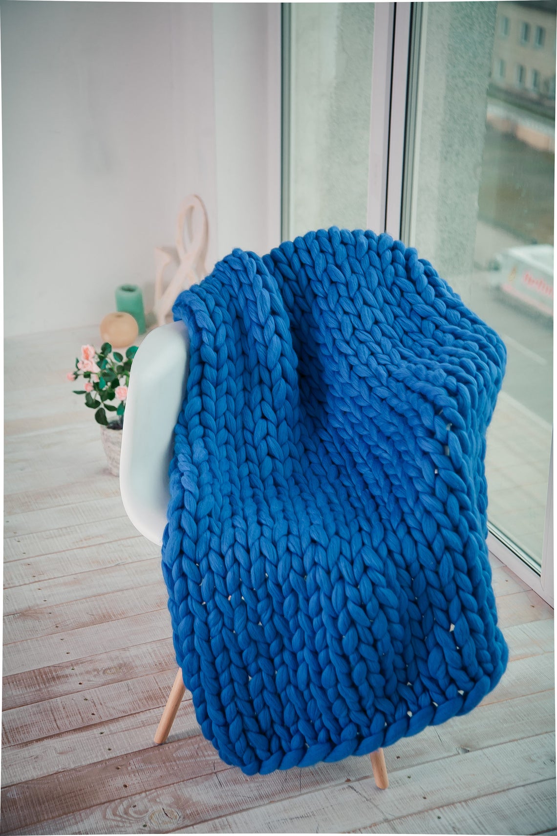 Chunky Blanket Throw Giant Knitted Afghan Blanket Pure Wool Etsy